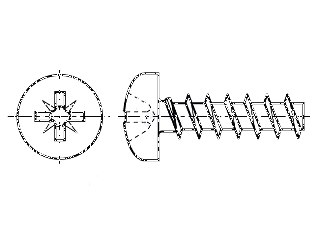 Schroef; voor kunststoffen; 2,2x6; Kop: cilinder; Pozidriv; PZ1 Schroef; voor kunststoffen; 2,2x6; Kop: cilinder; Pozidriv; PZ1